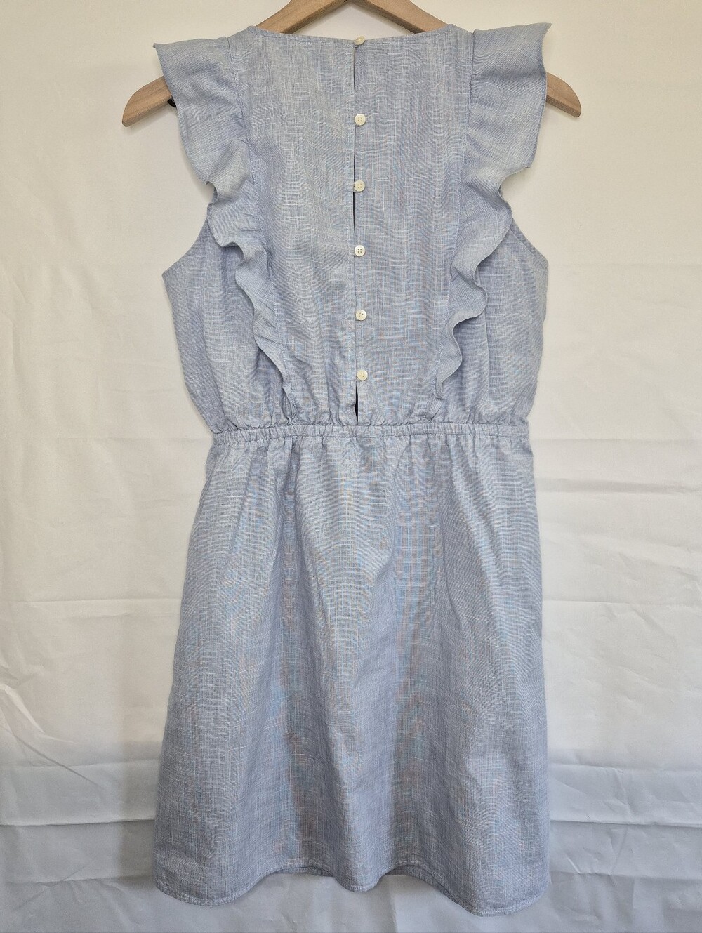 Madewell Belleflower Ruffle Dress Light Blue Cotton Size 4 - Picture 4 of 12
